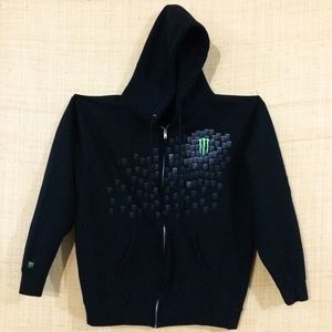 Sz L Embroidered Monster Energy Full-zip Hoodie